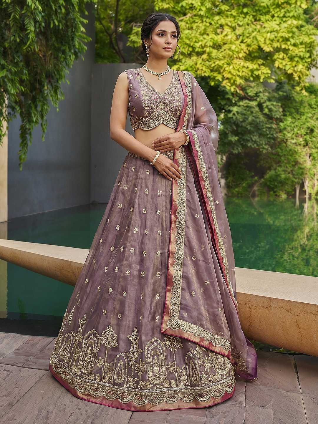 Tissue Embroidered Lehenga