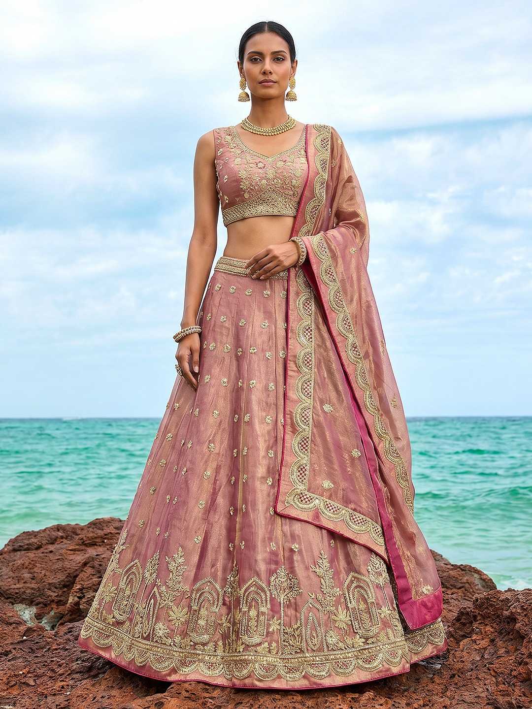 Tissue Embroidered Lehenga
