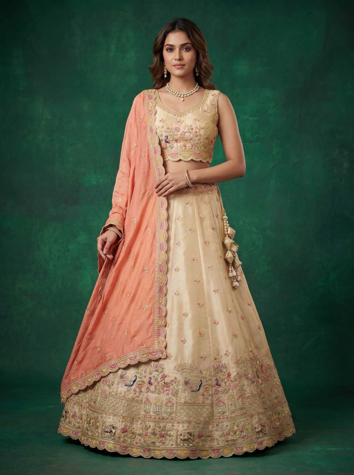Tissue Embroidered Lehenga