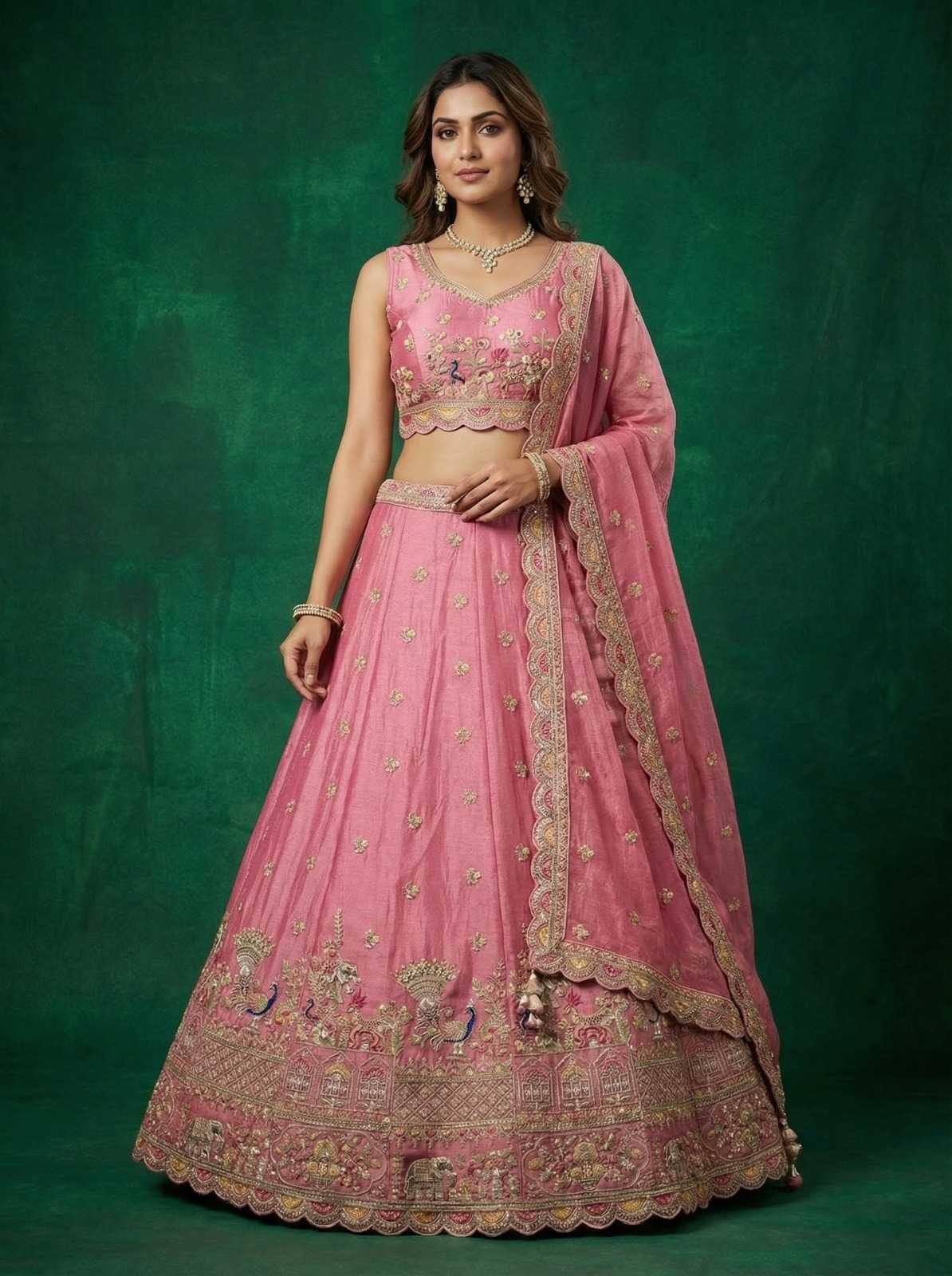 Tissue Embroidered Lehenga