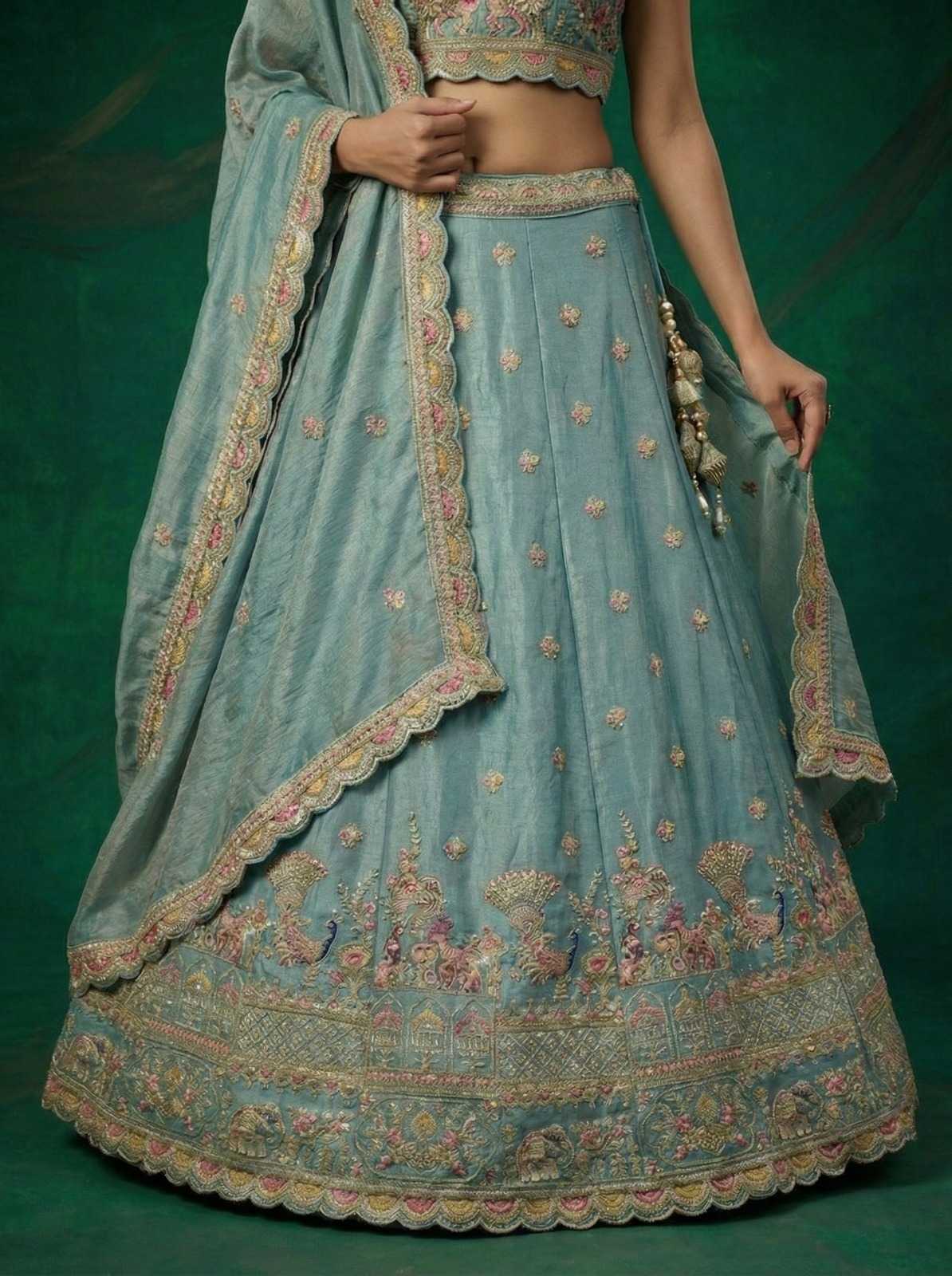Tissue Embroidered Lehenga