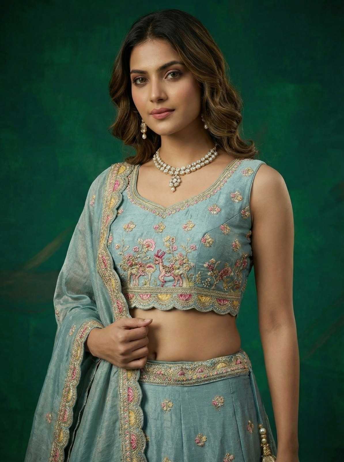 Tissue Embroidered Lehenga