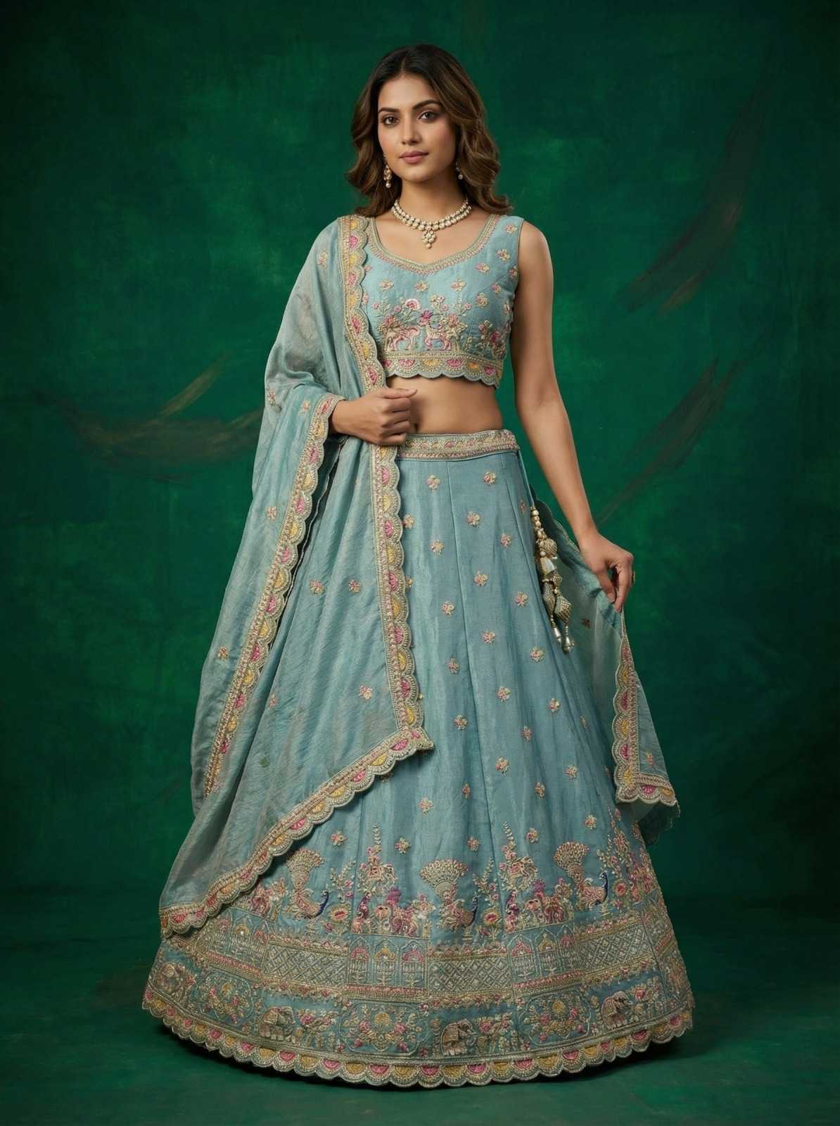 Tissue Embroidered Lehenga