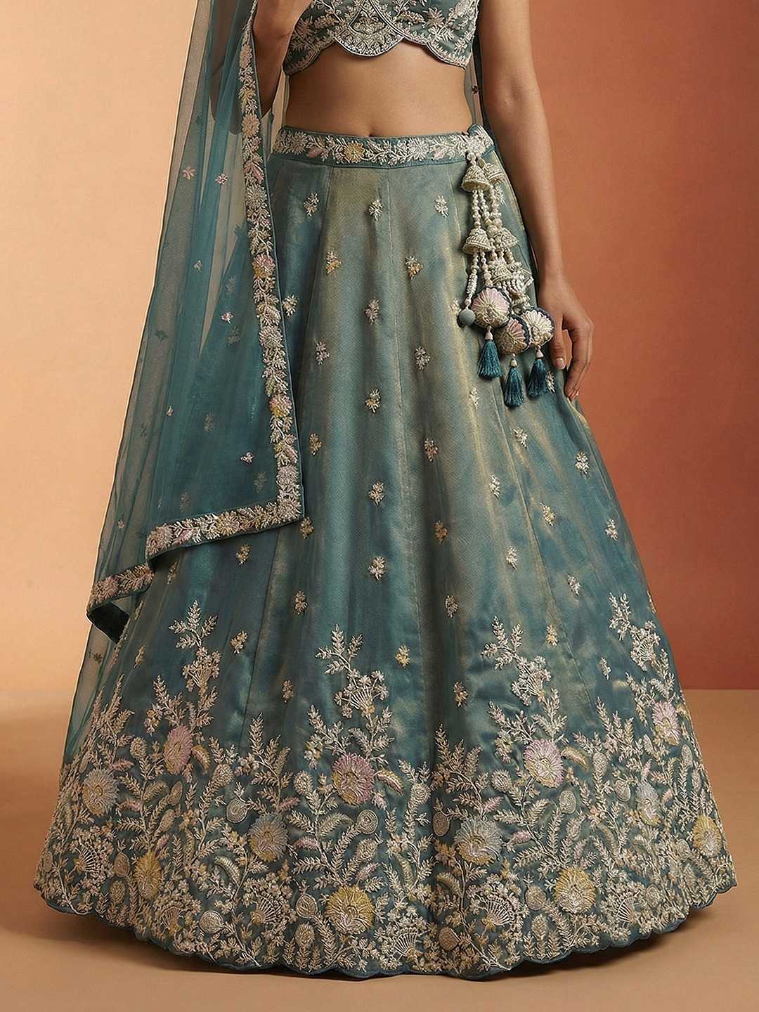 Tissue Embroidered Lehenga