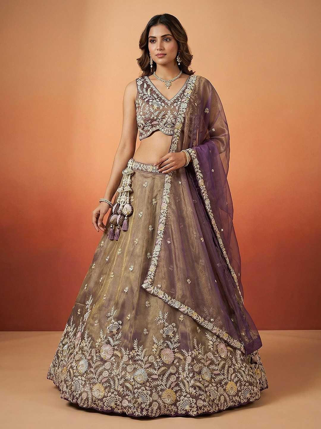 Tissue Embroidered Lehenga