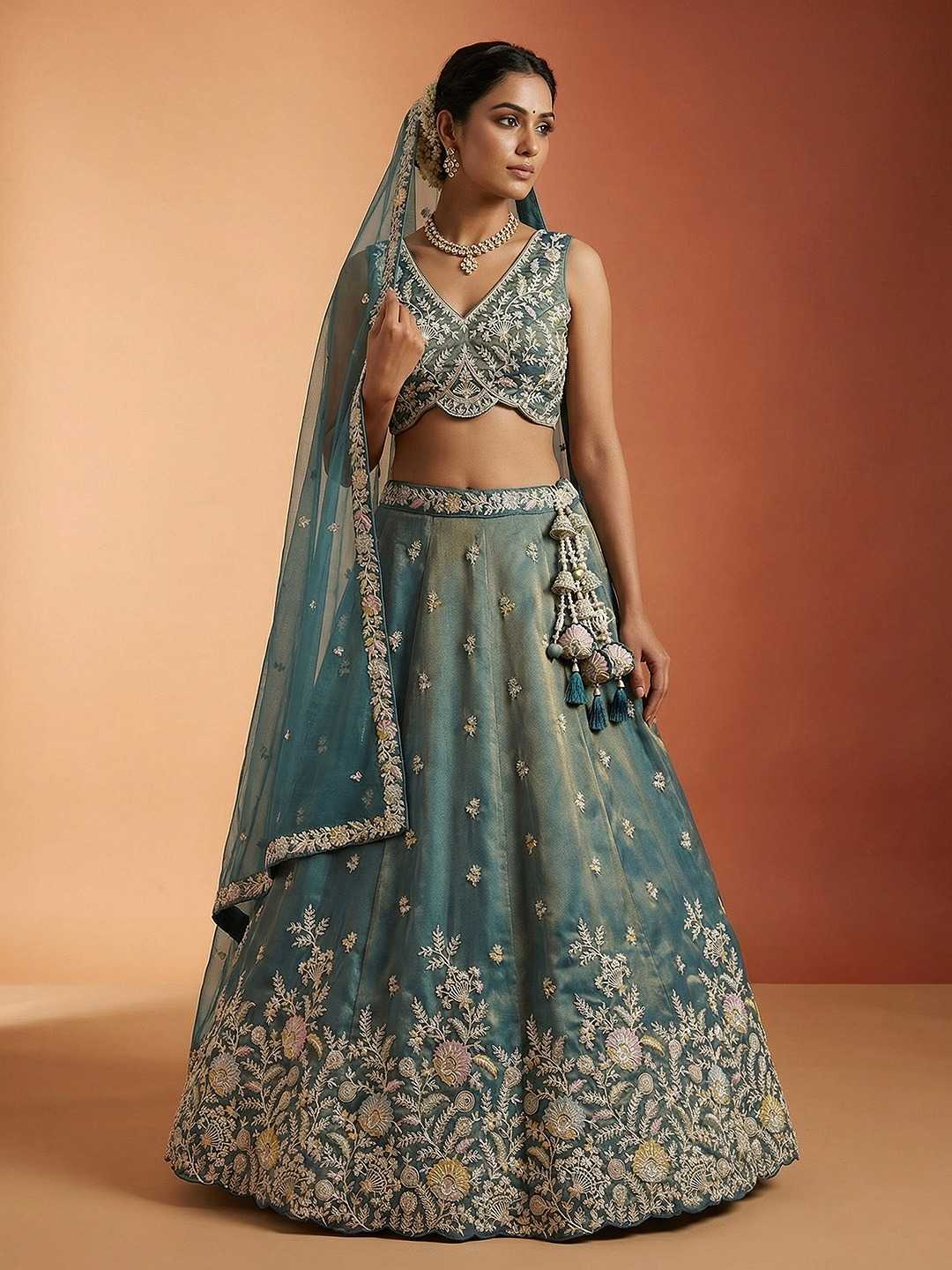 Tissue Embroidered Lehenga