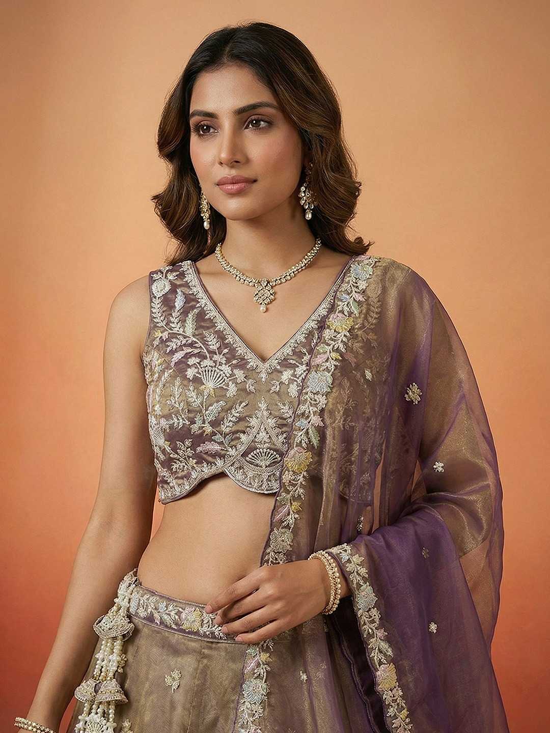 Tissue Embroidered Lehenga