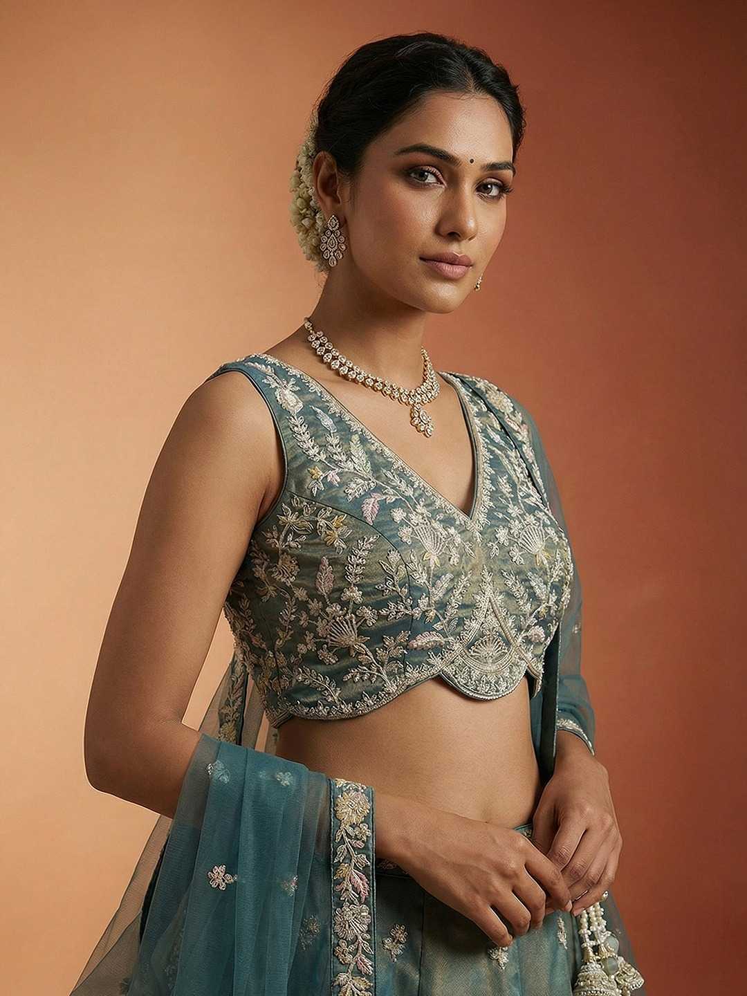 Tissue Embroidered Lehenga