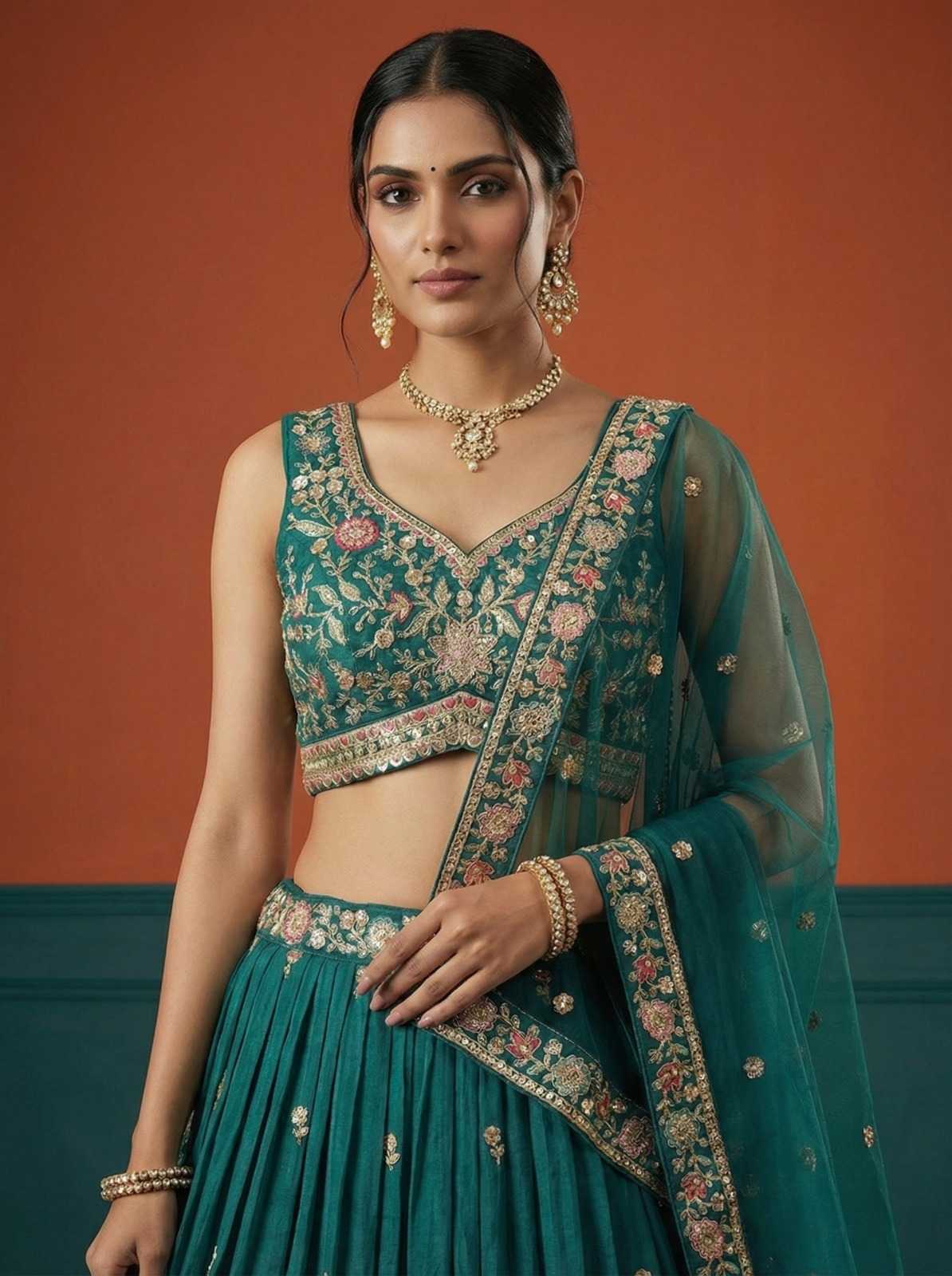 Georgette Embroidered Lehenga