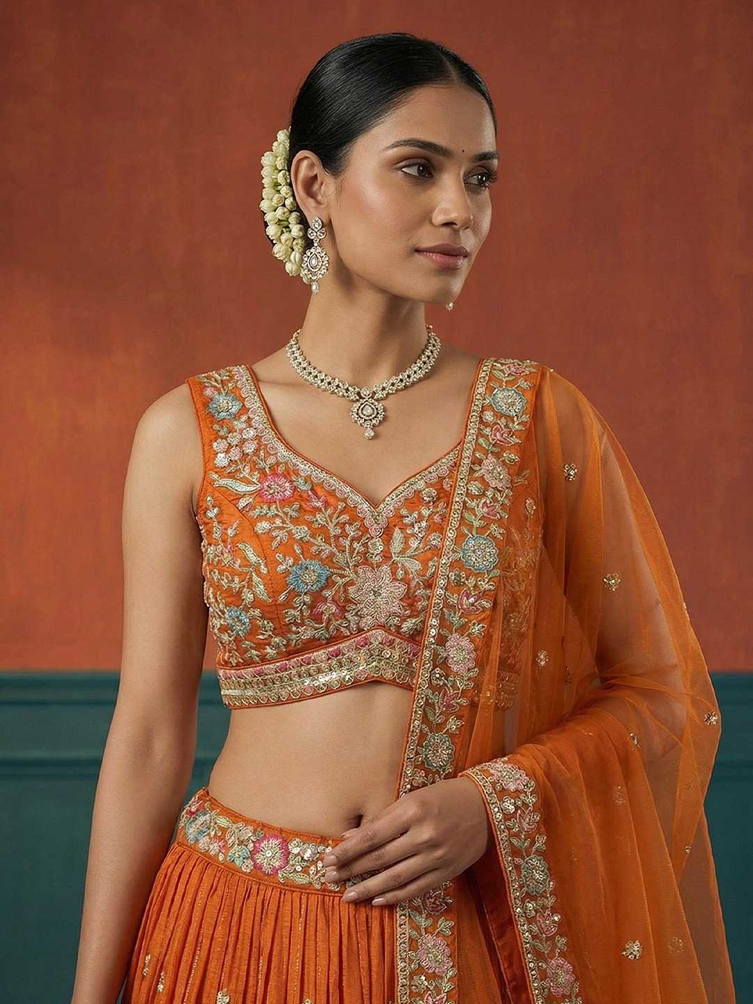 Georgette Embroidered Lehenga