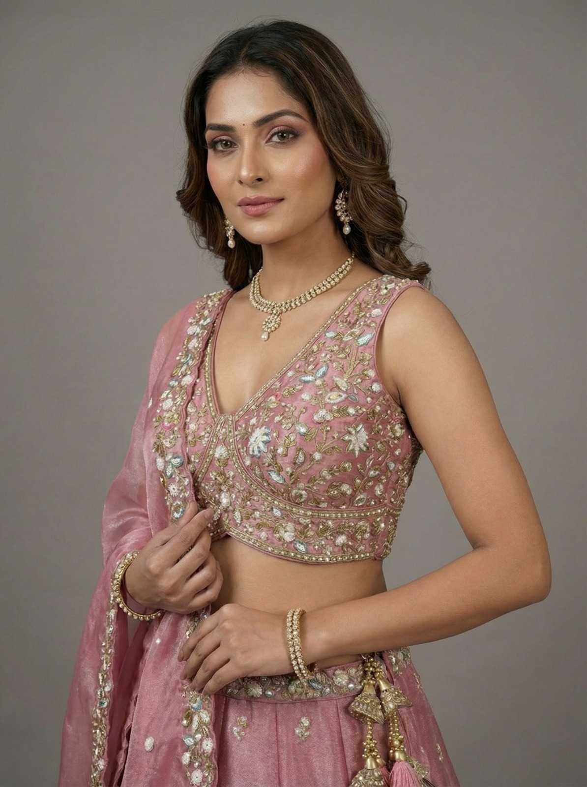 Tissue Embroidered Lehenga