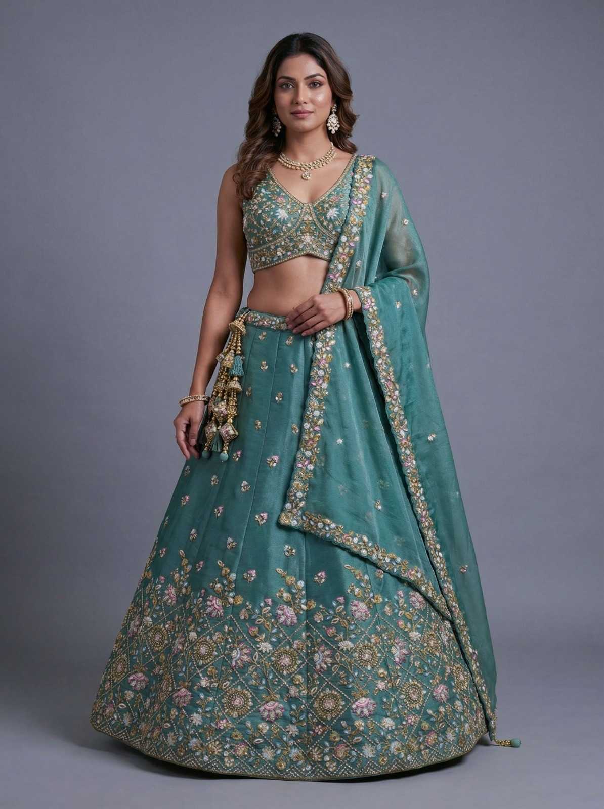 Tissue Embroidered Lehenga