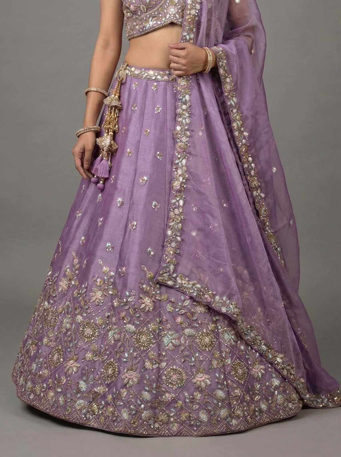 Tissue Embroidered Lehenga