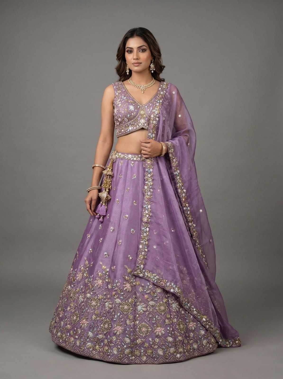 Tissue Embroidered Lehenga