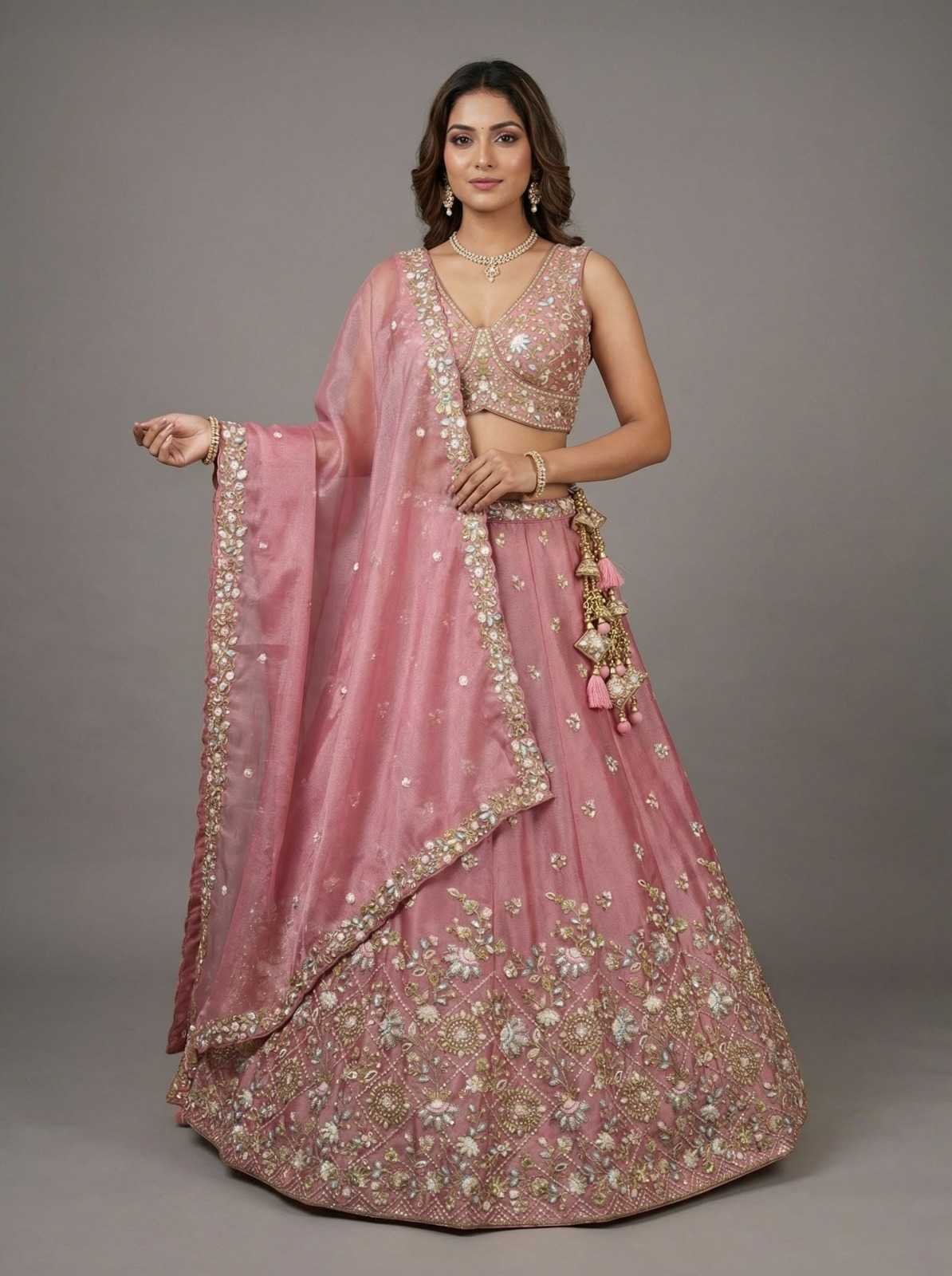 Tissue Embroidered Lehenga