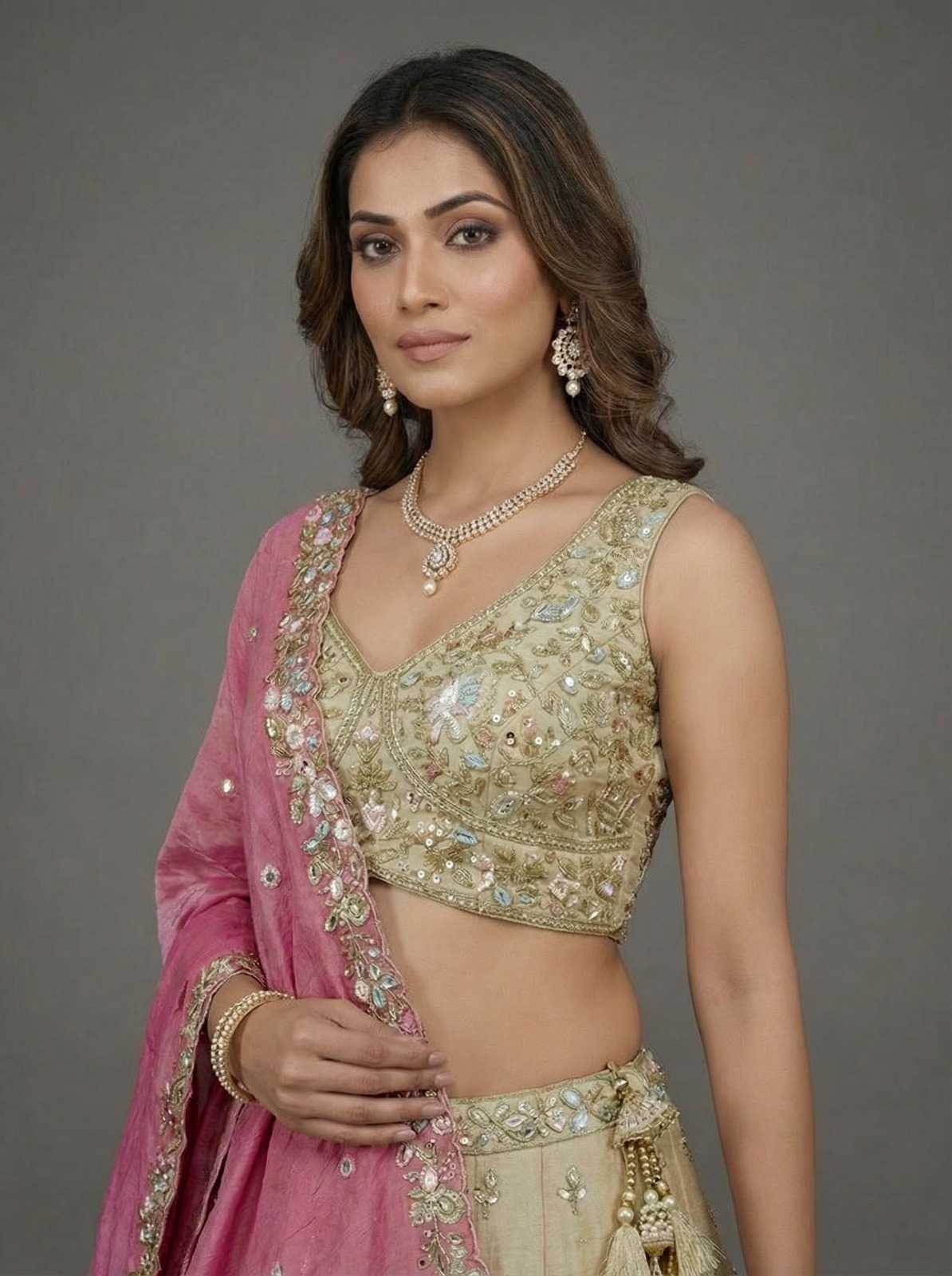 Tissue Embroidered Lehenga