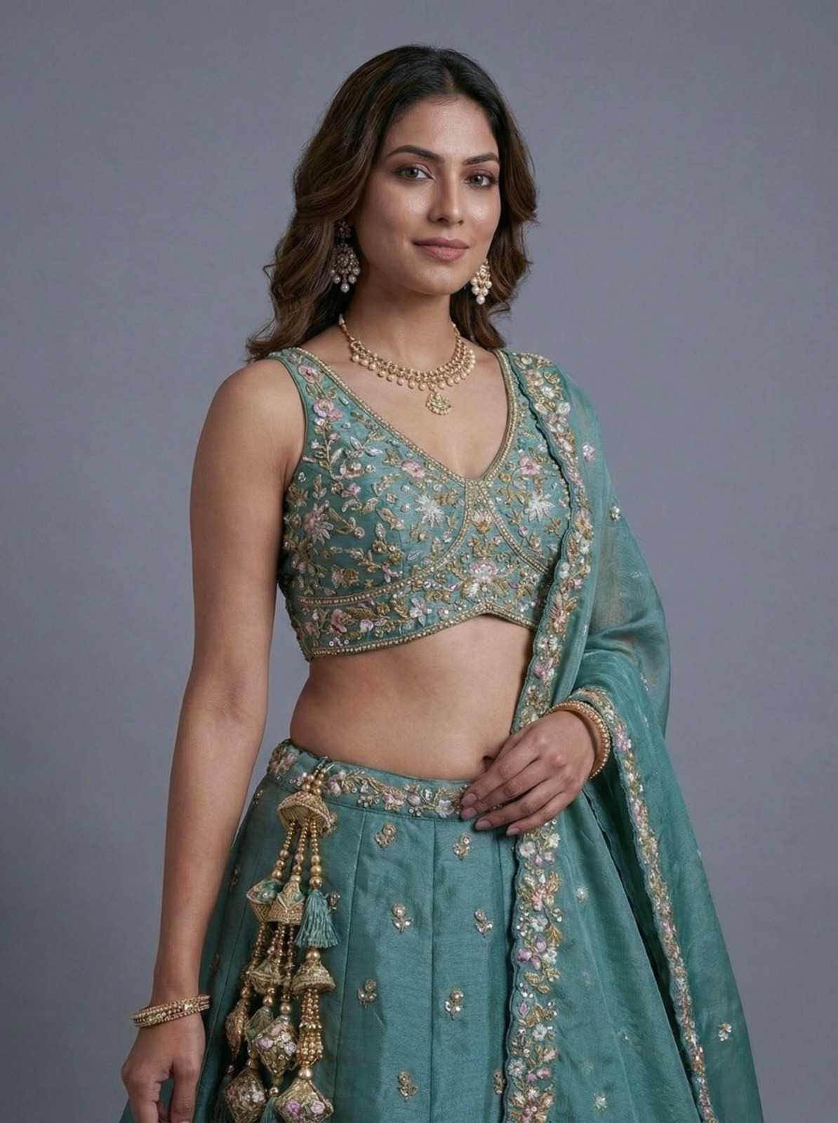 Tissue Embroidered Lehenga