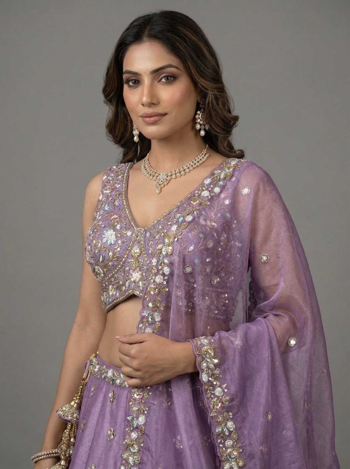 Tissue Embroidered Lehenga