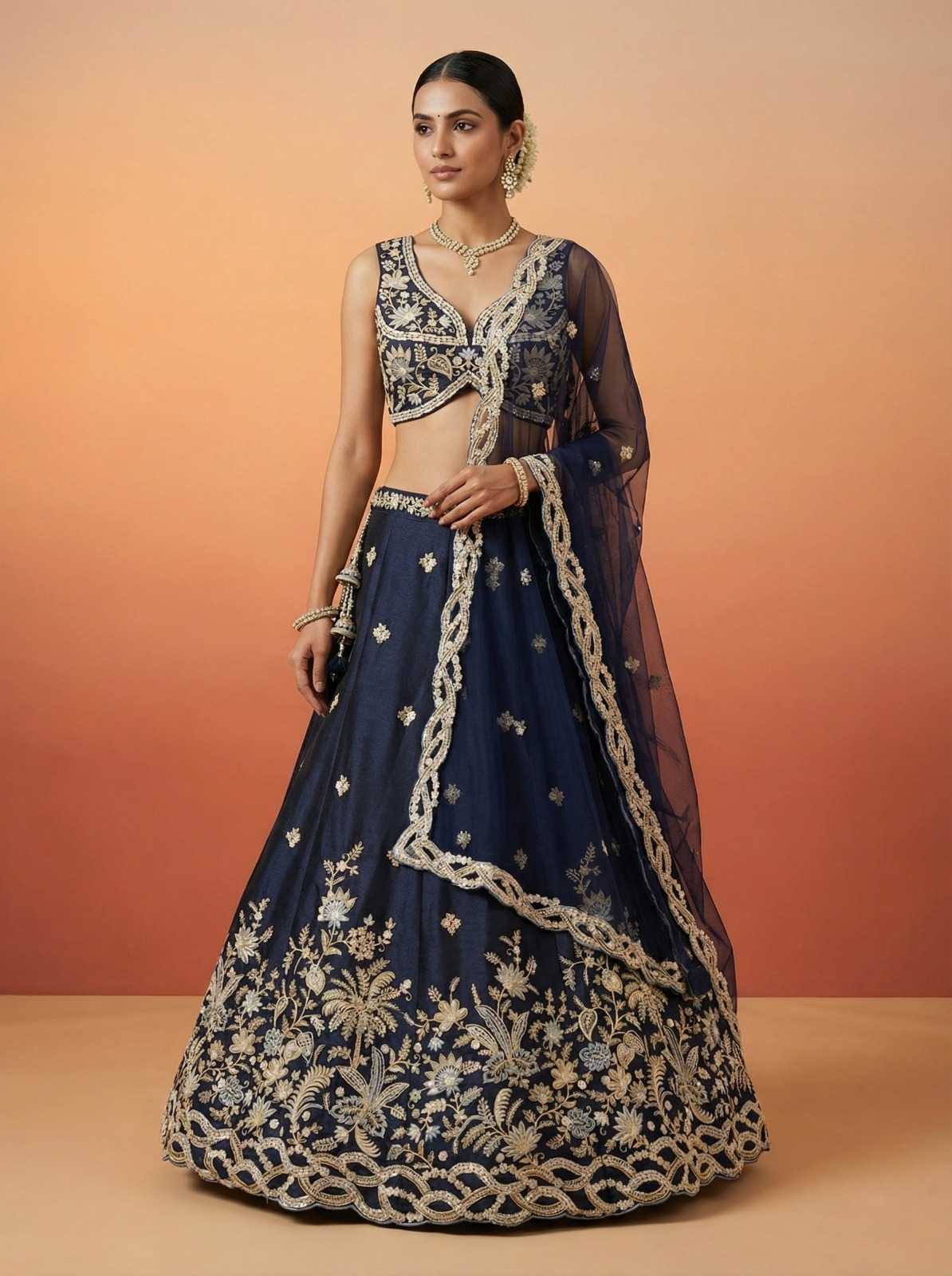 Tissue Embroidered Lehenga