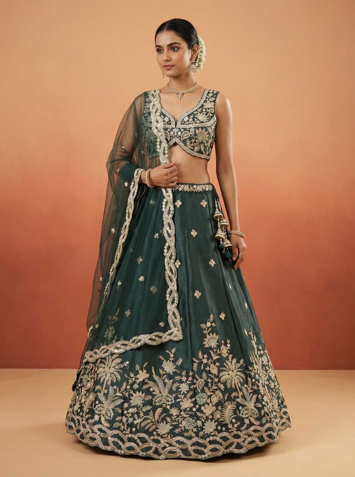 Tissue Embroidered Lehenga