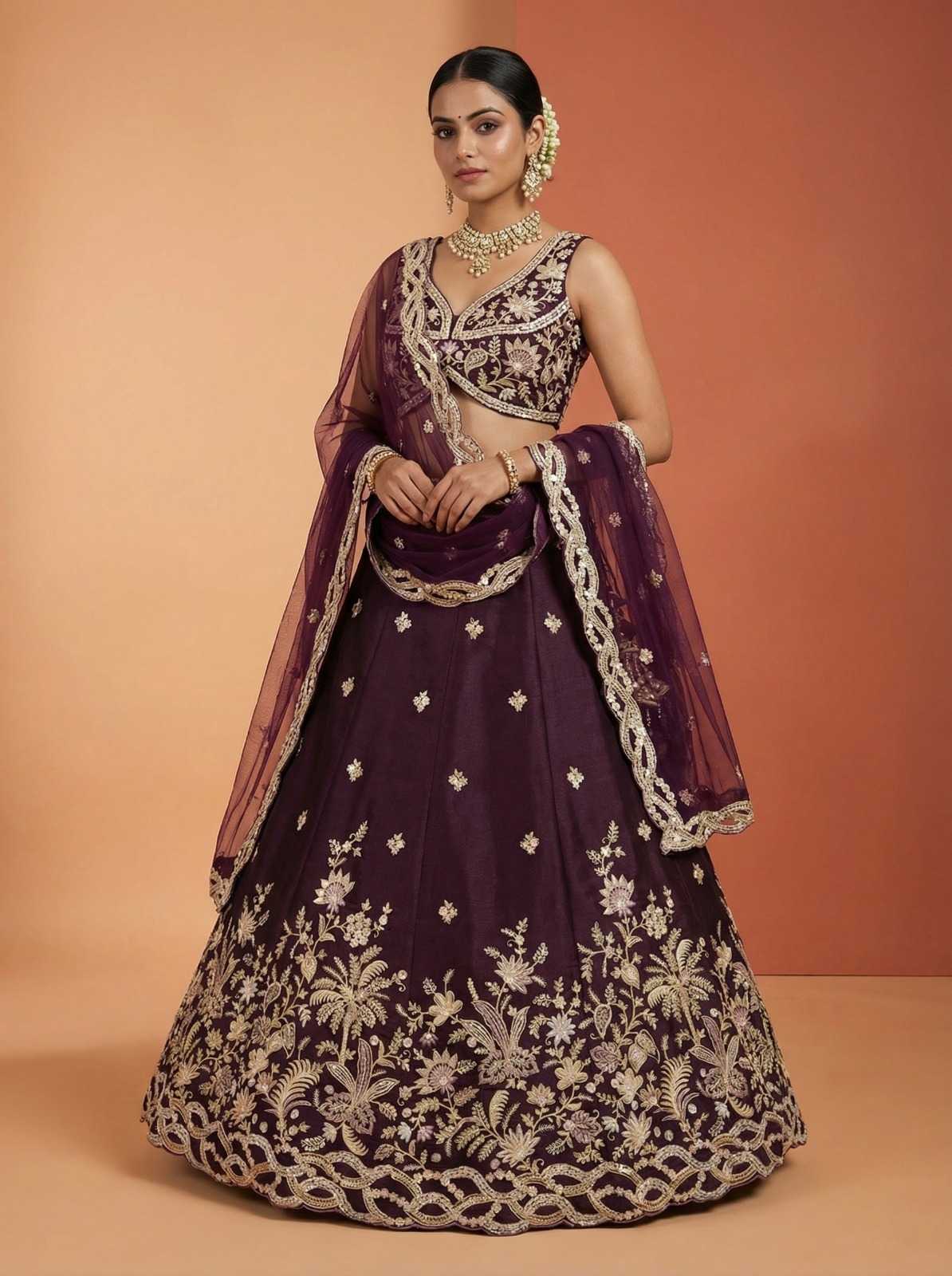 Tissue Embroidered Lehenga
