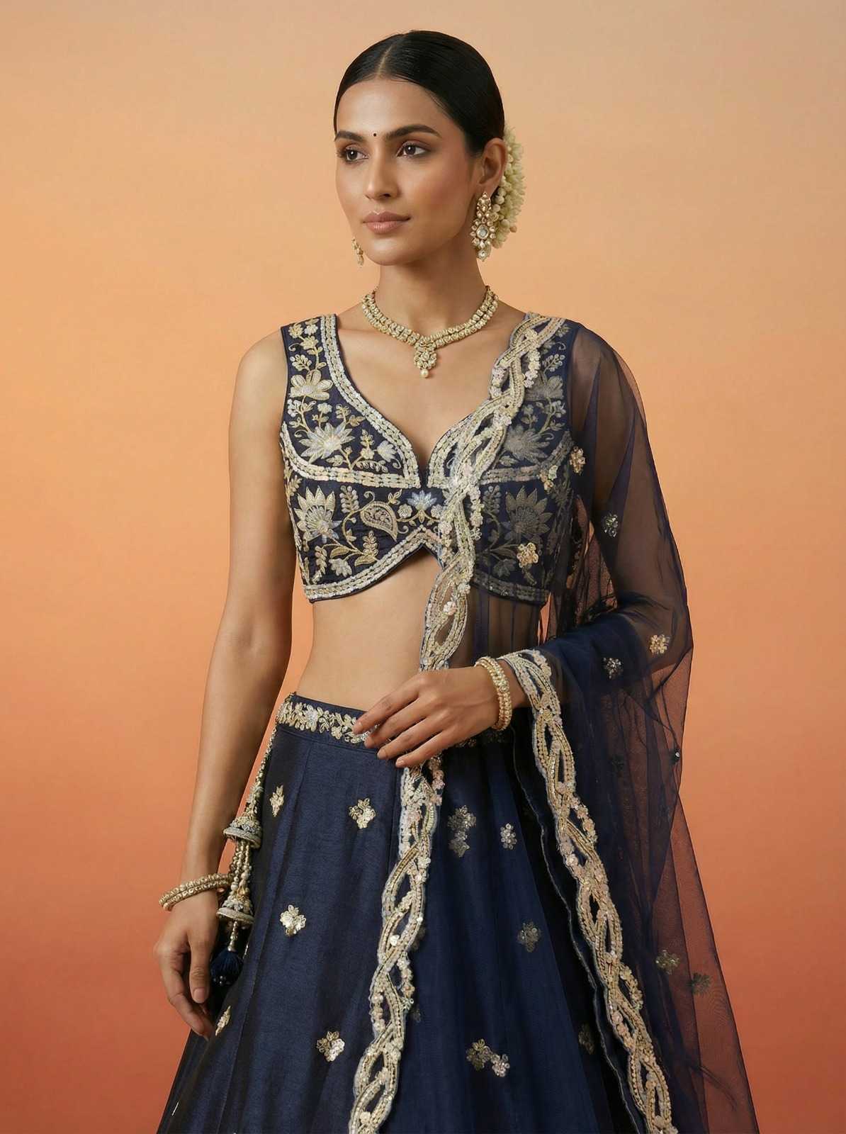 Tissue Embroidered Lehenga