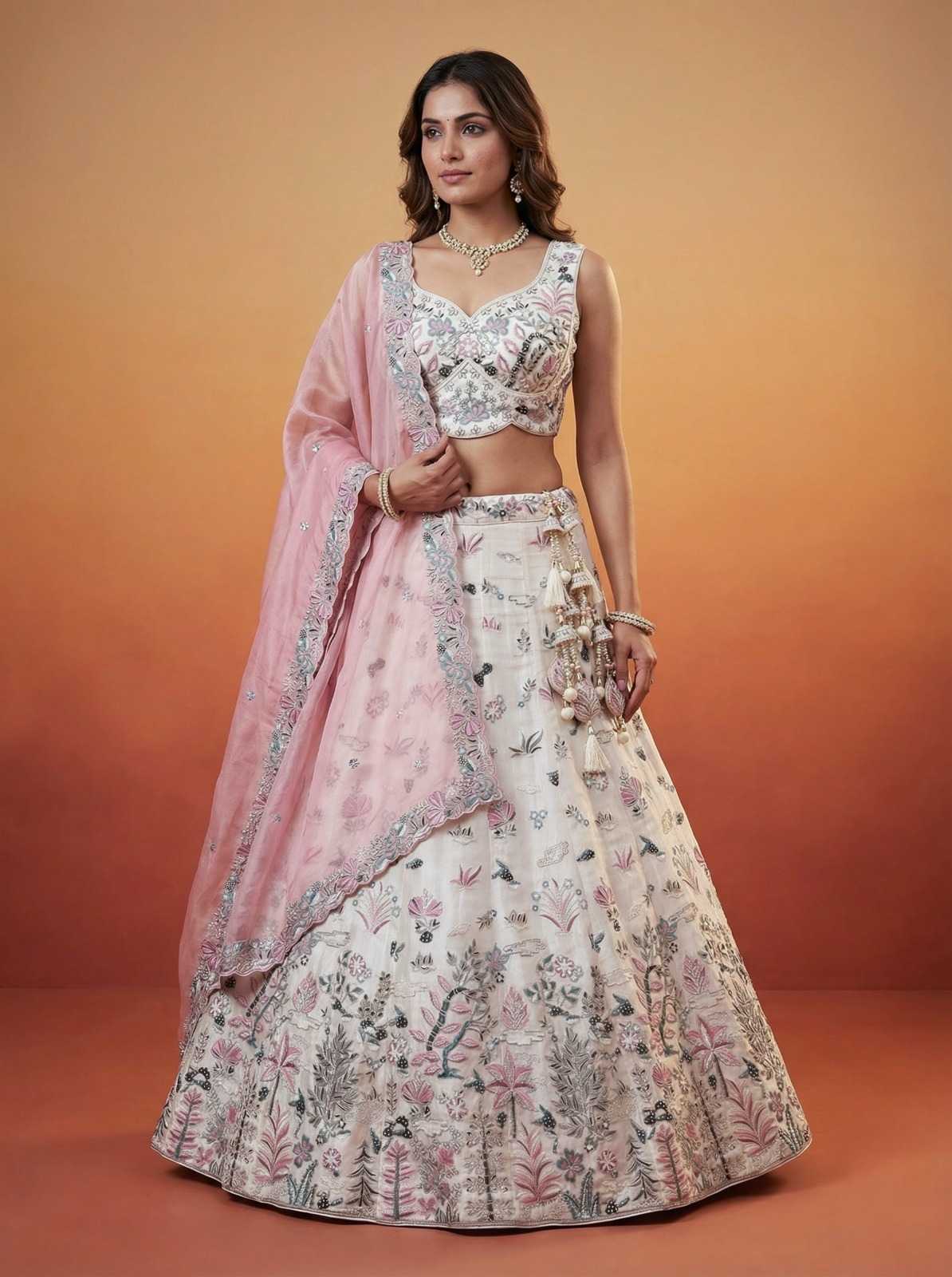 Organza Embroidered Lehenga