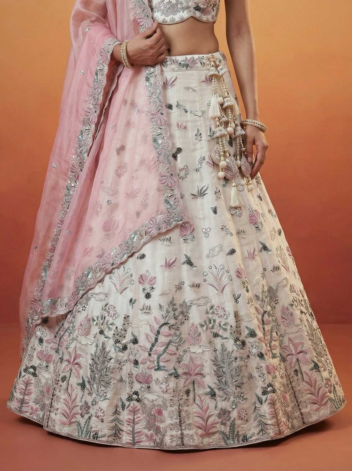 Organza Embroidered Lehenga