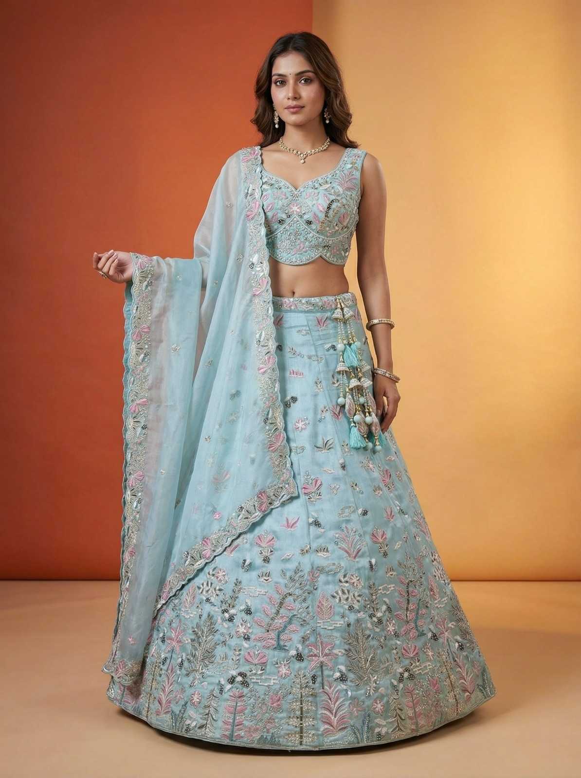 Organza Embroidered Lehenga