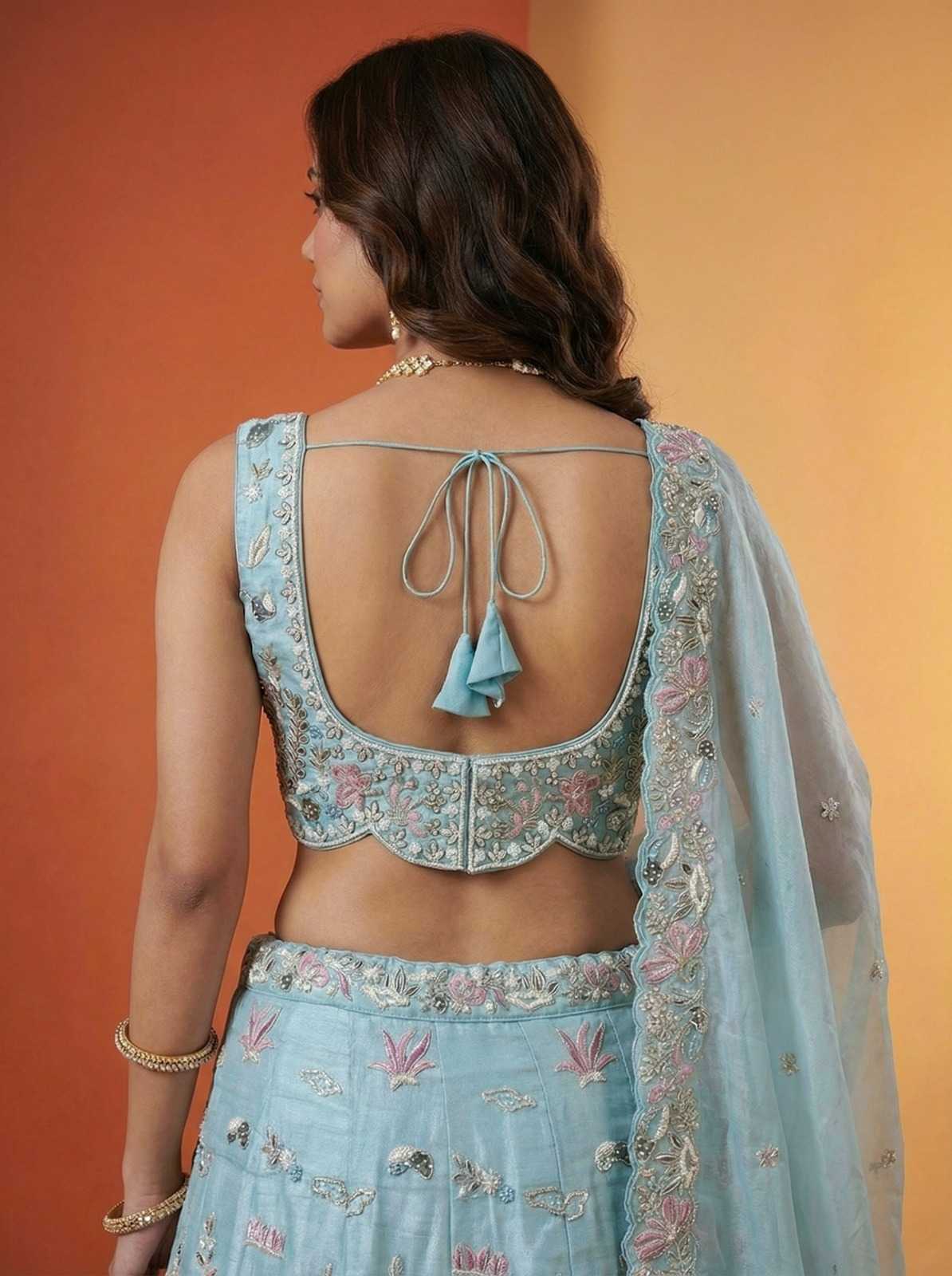 Organza Embroidered Lehenga