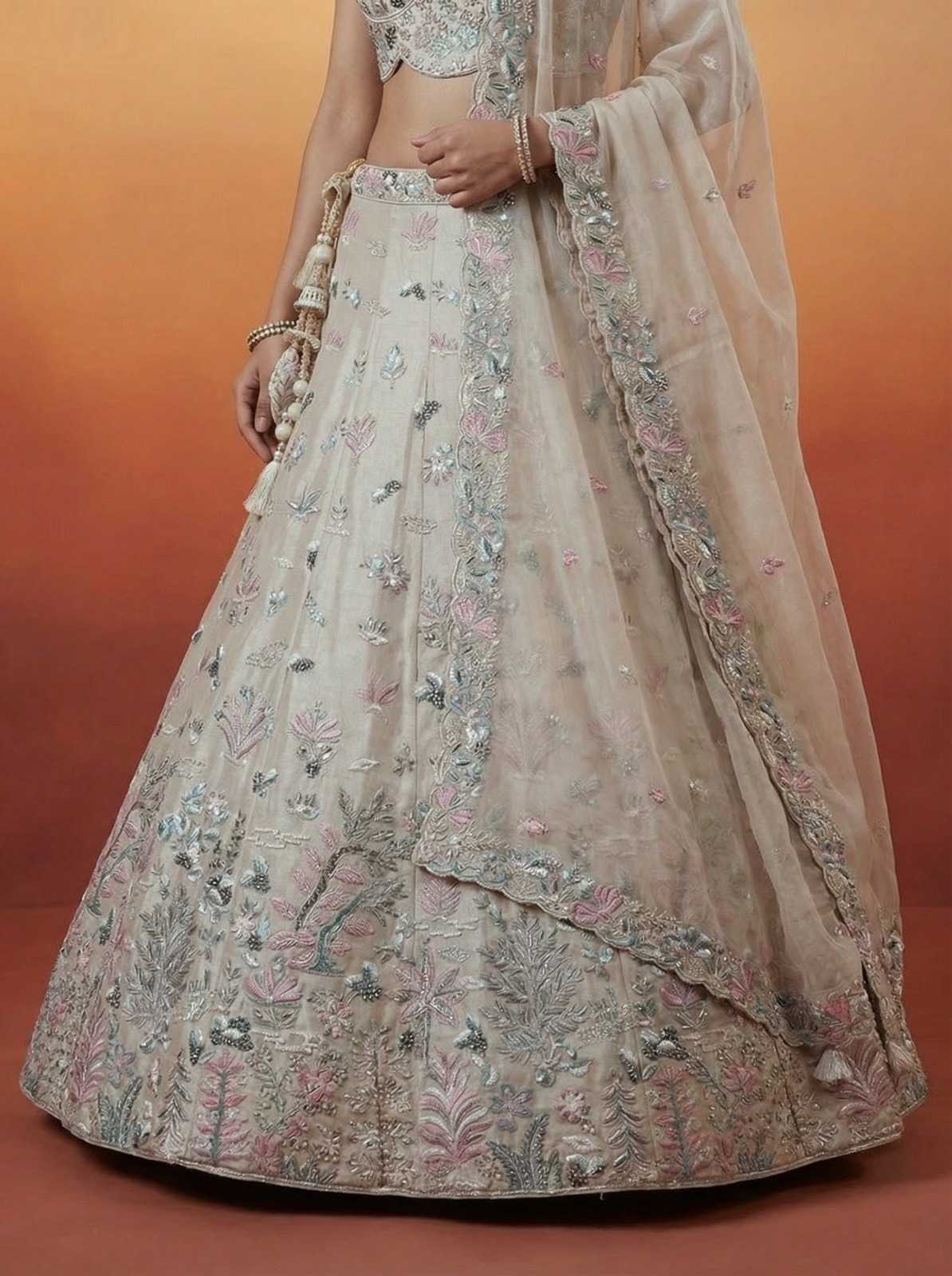Organza Embroidered Lehenga