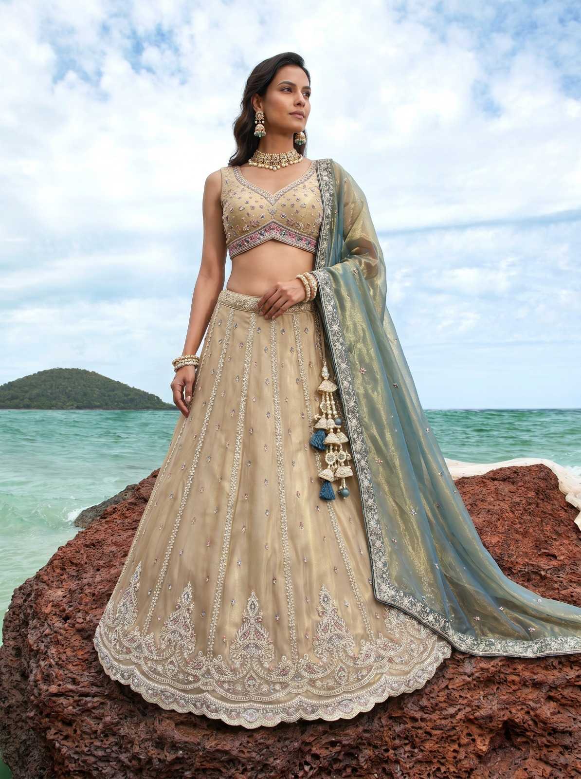 Tissue Embroidered Lehenga
