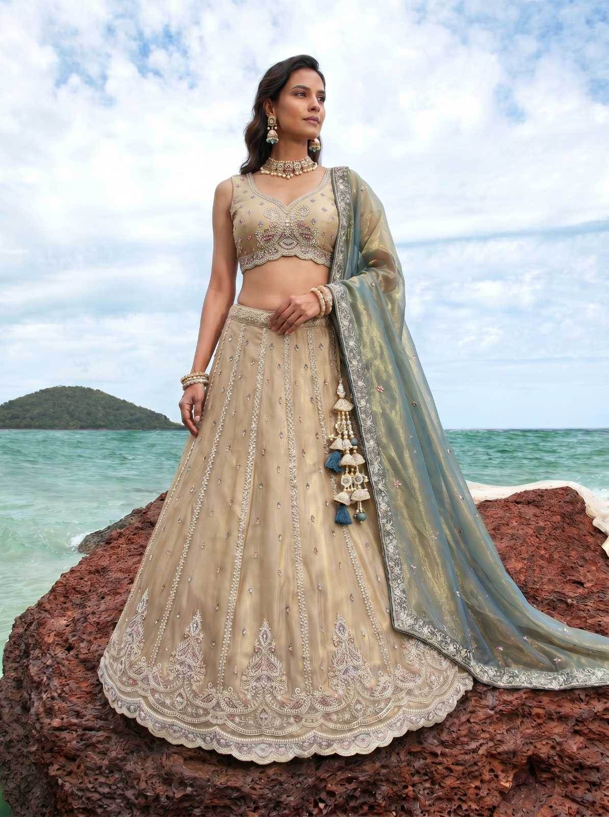 Tissue Embroidered Lehenga