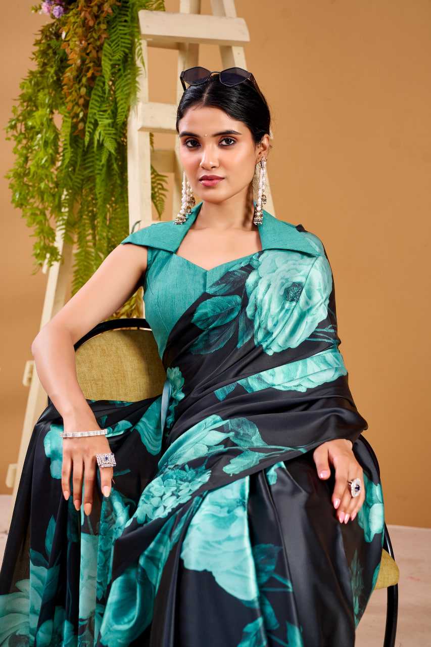 Satin Silk Printed Saree