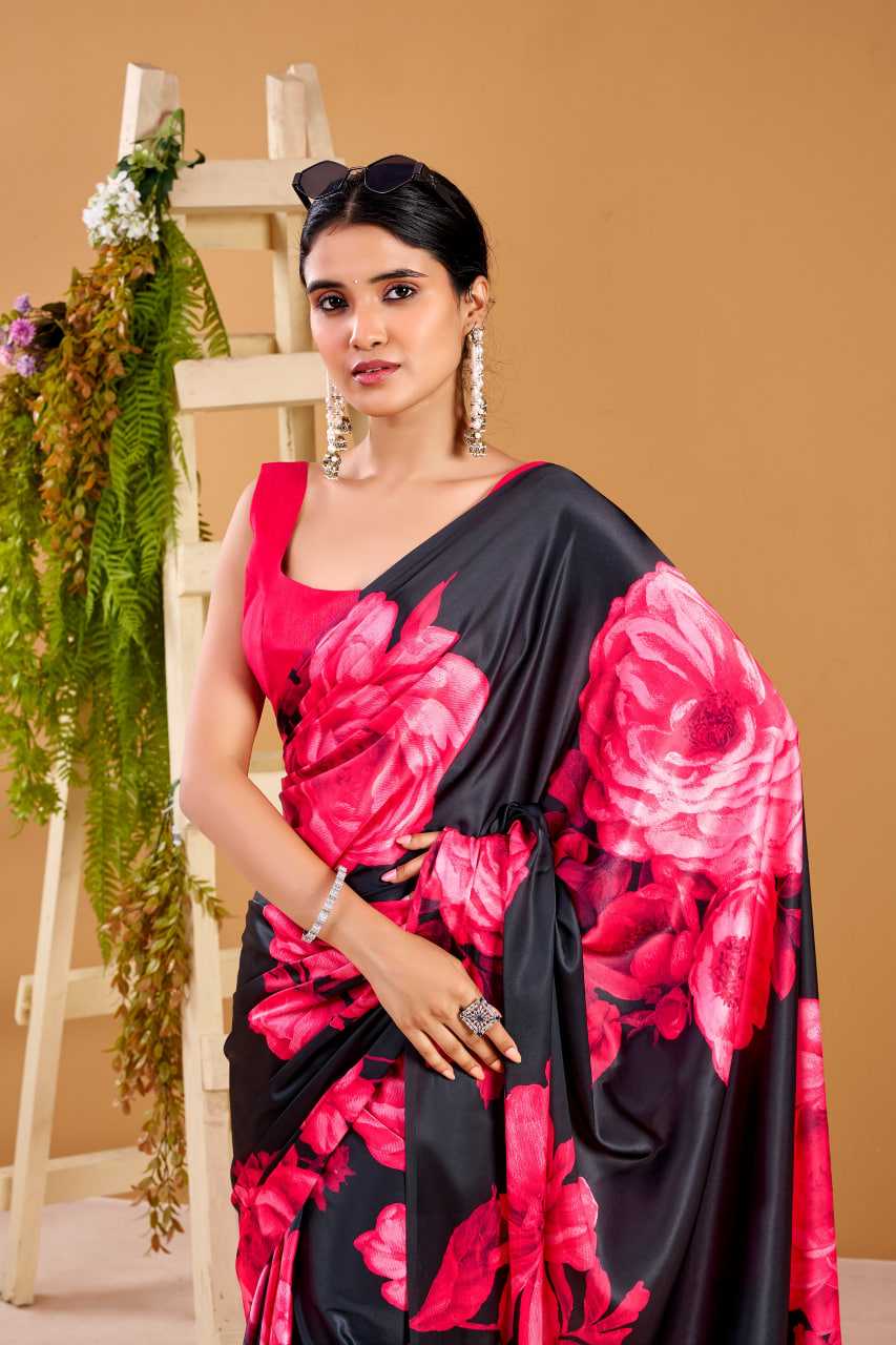 Satin Silk Printed Saree