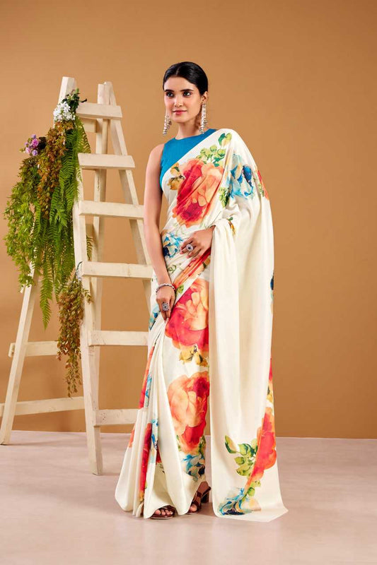 Satin Silk Printed Saree