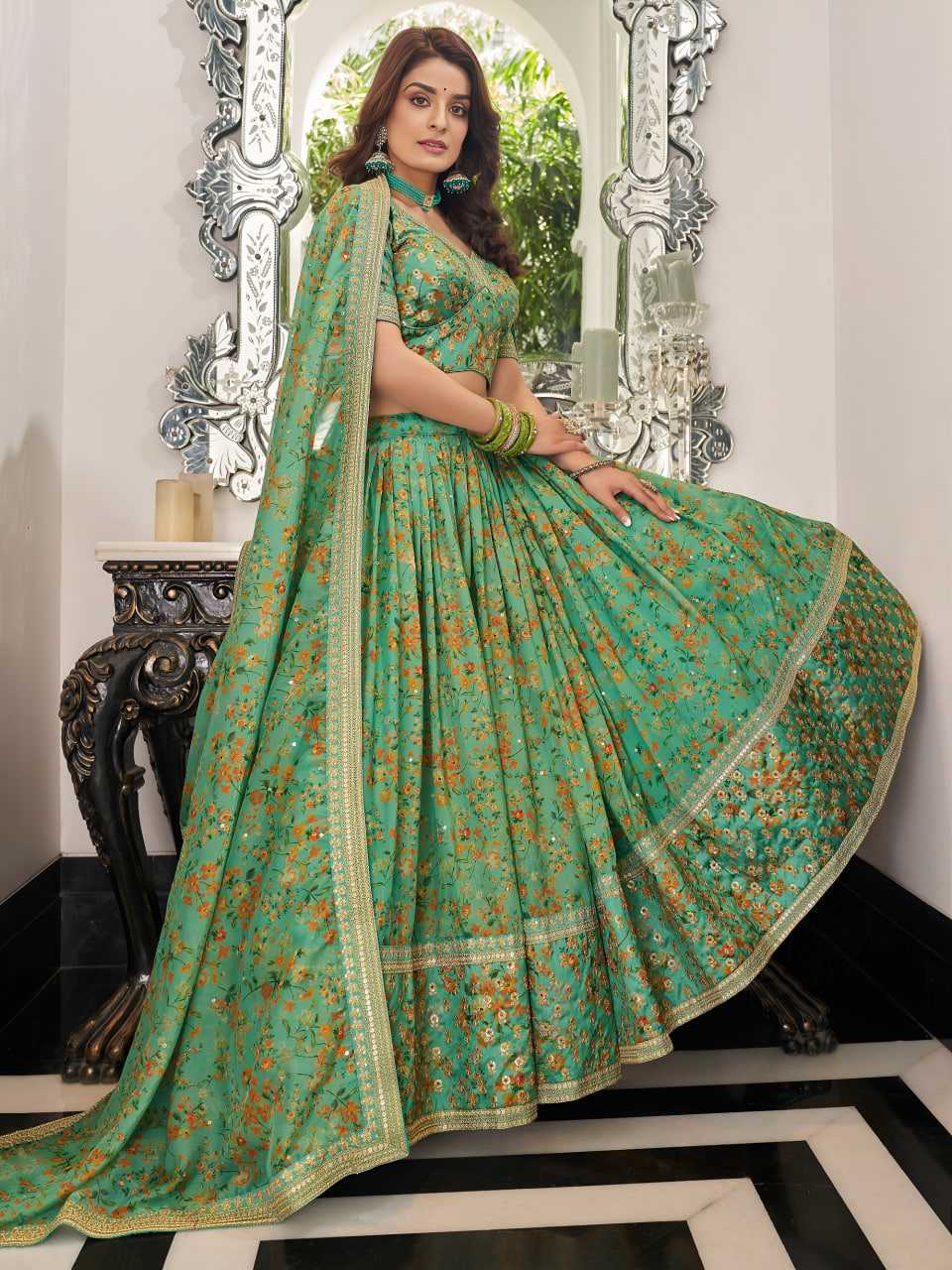 Organza Printed Lehenga