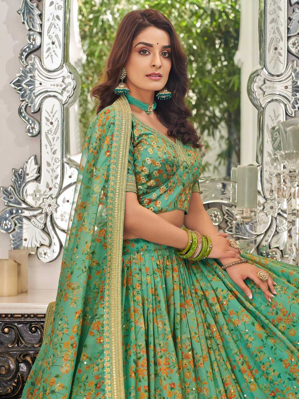Organza Printed Lehenga