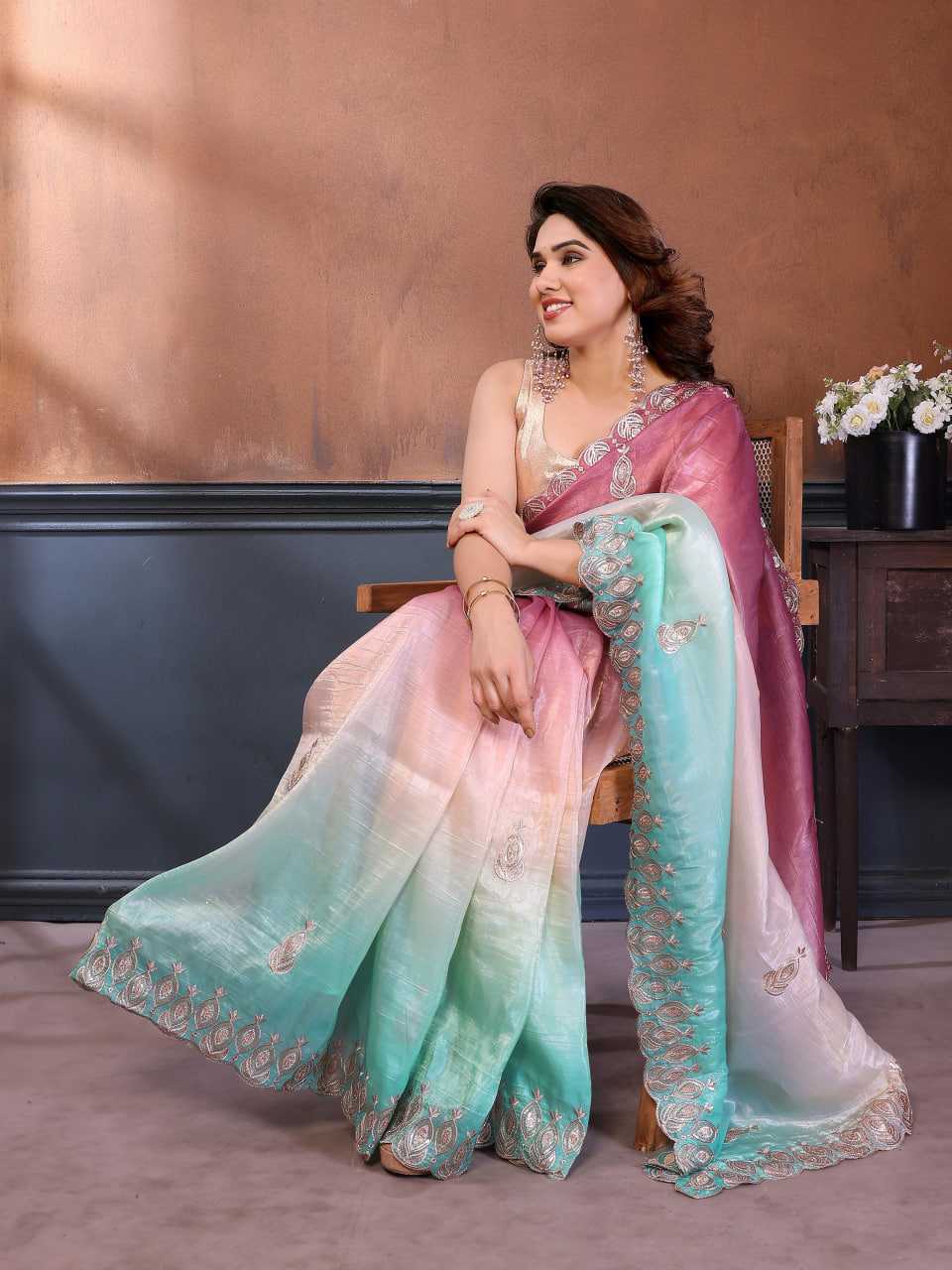 Soft Gold Crush Gota Patti Saree