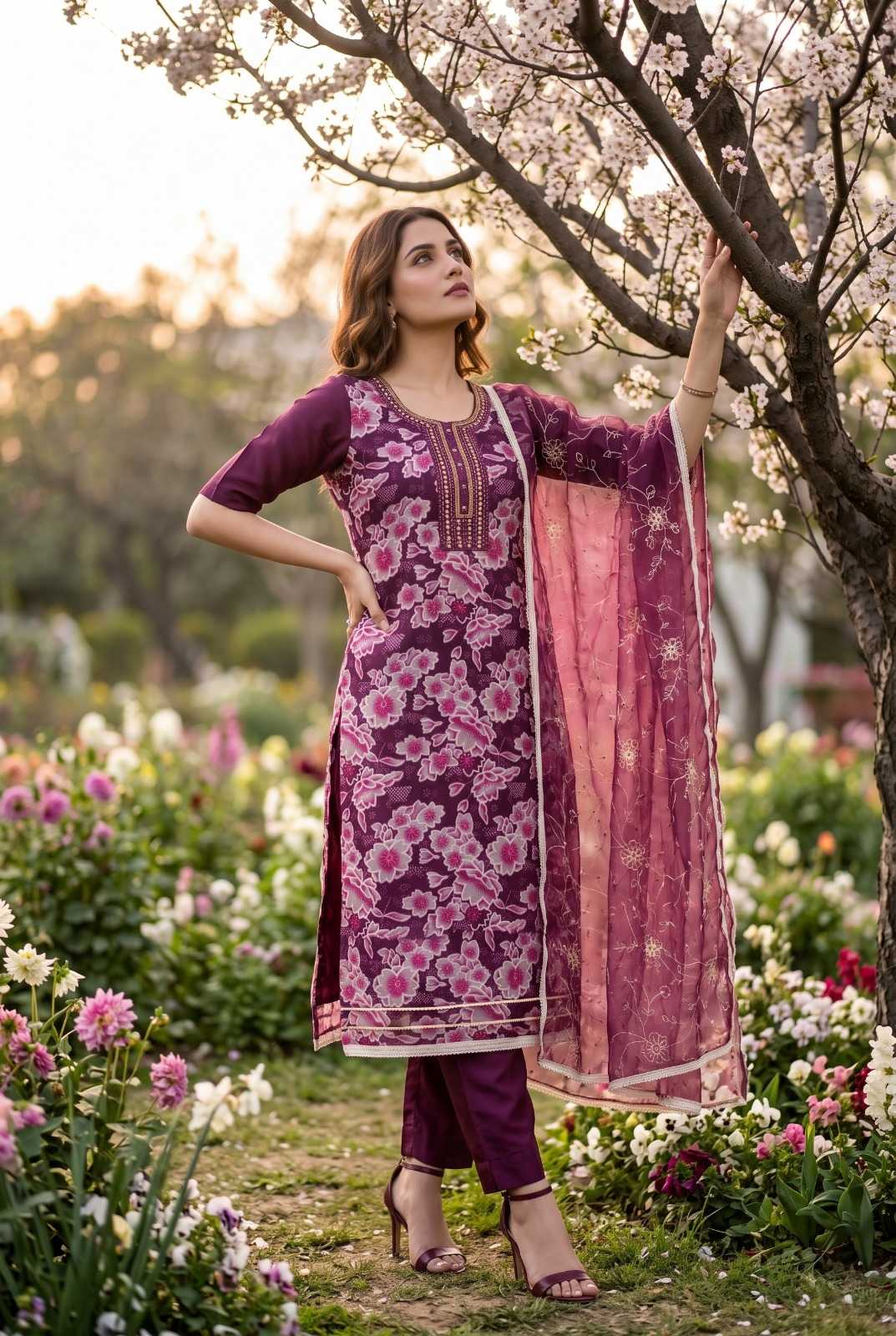 Organza Printed Suit