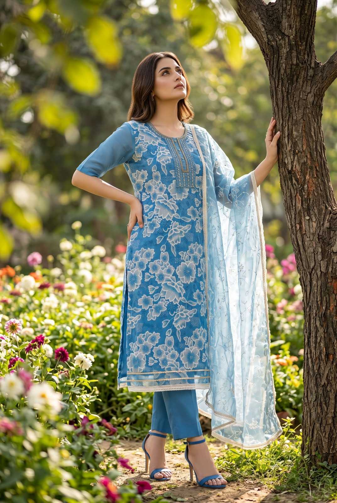 Organza Printed Suit