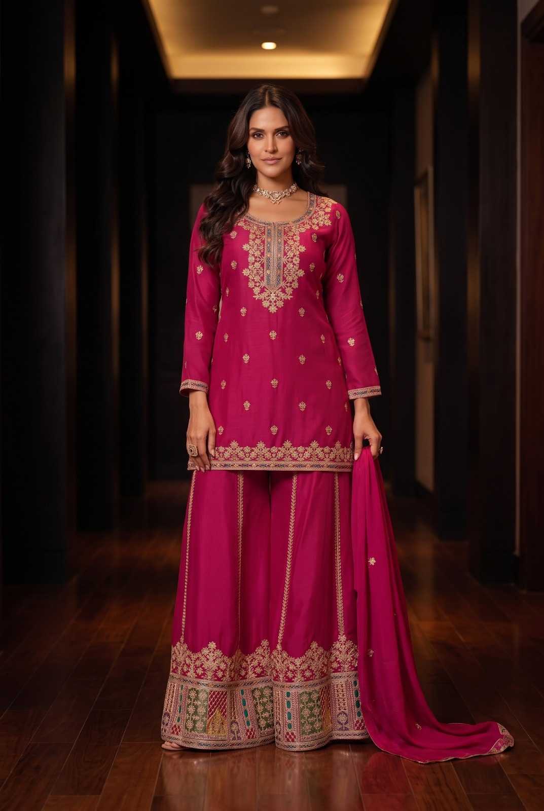 Chinon Sharara Salwar Suit