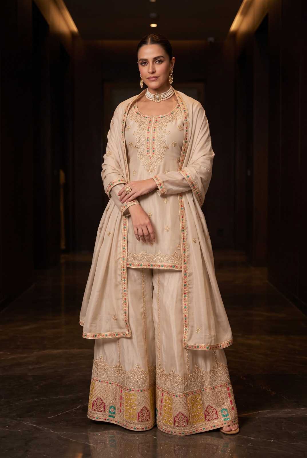 Chinon Sharara Salwar Suit