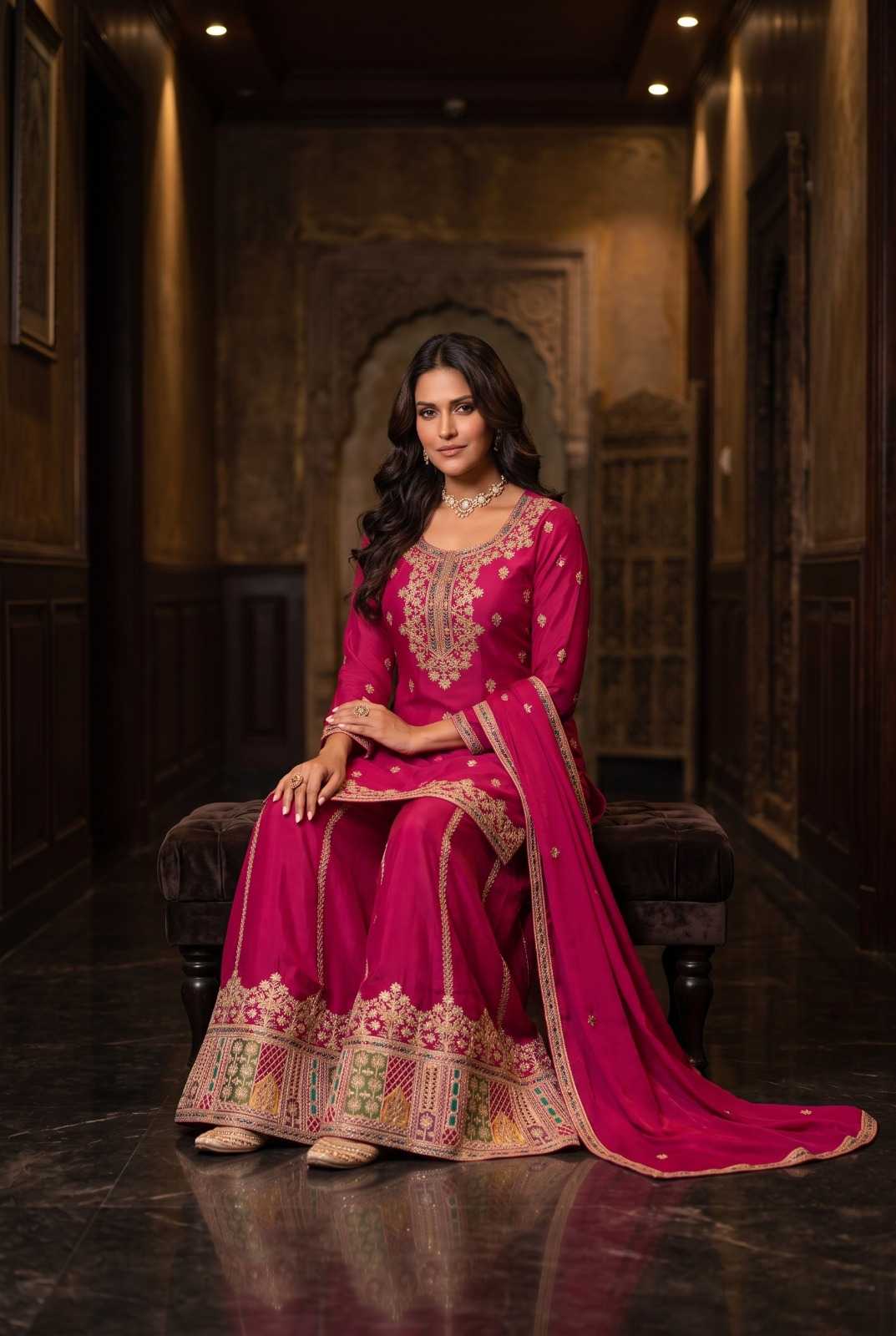Chinon Sharara Salwar Suit