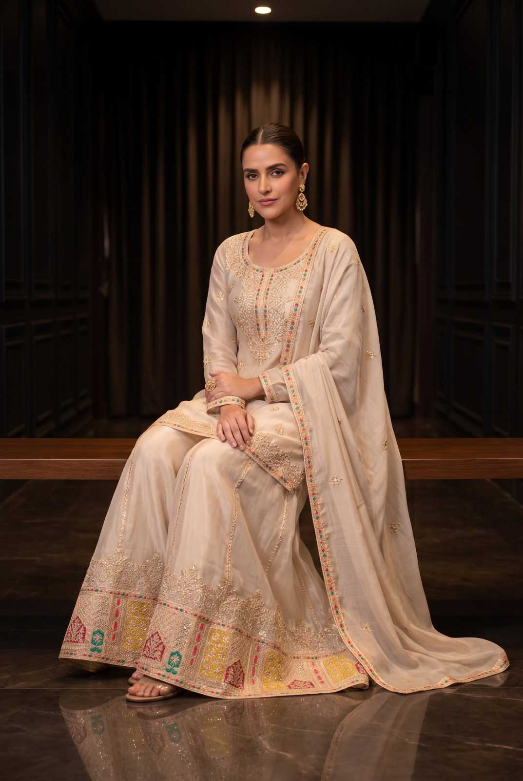 Chinon Sharara Salwar Suit