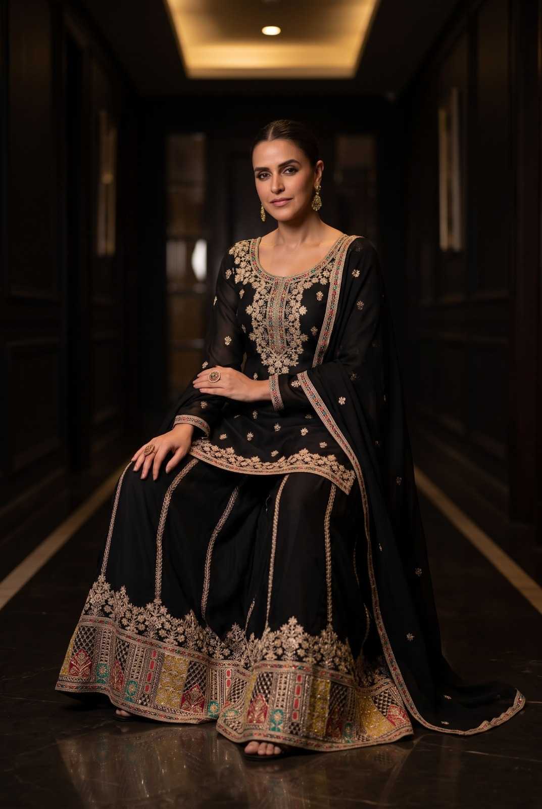 Chinon Sharara Salwar Suit