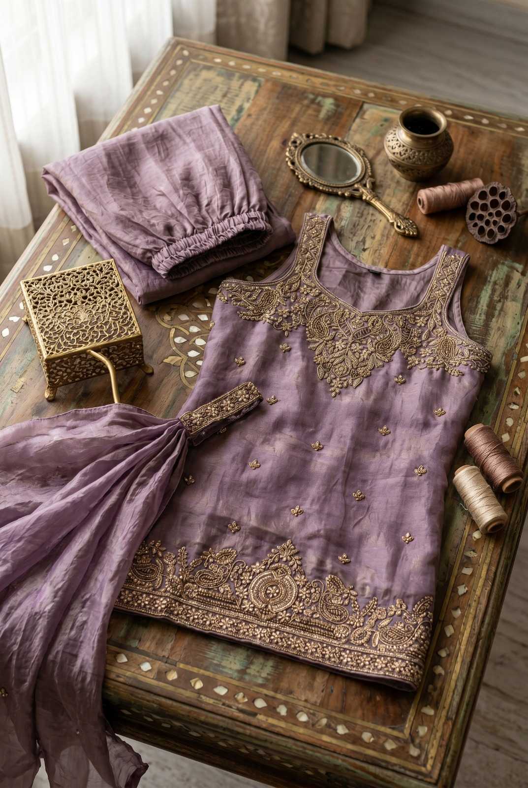 Silk Embroidery Suit