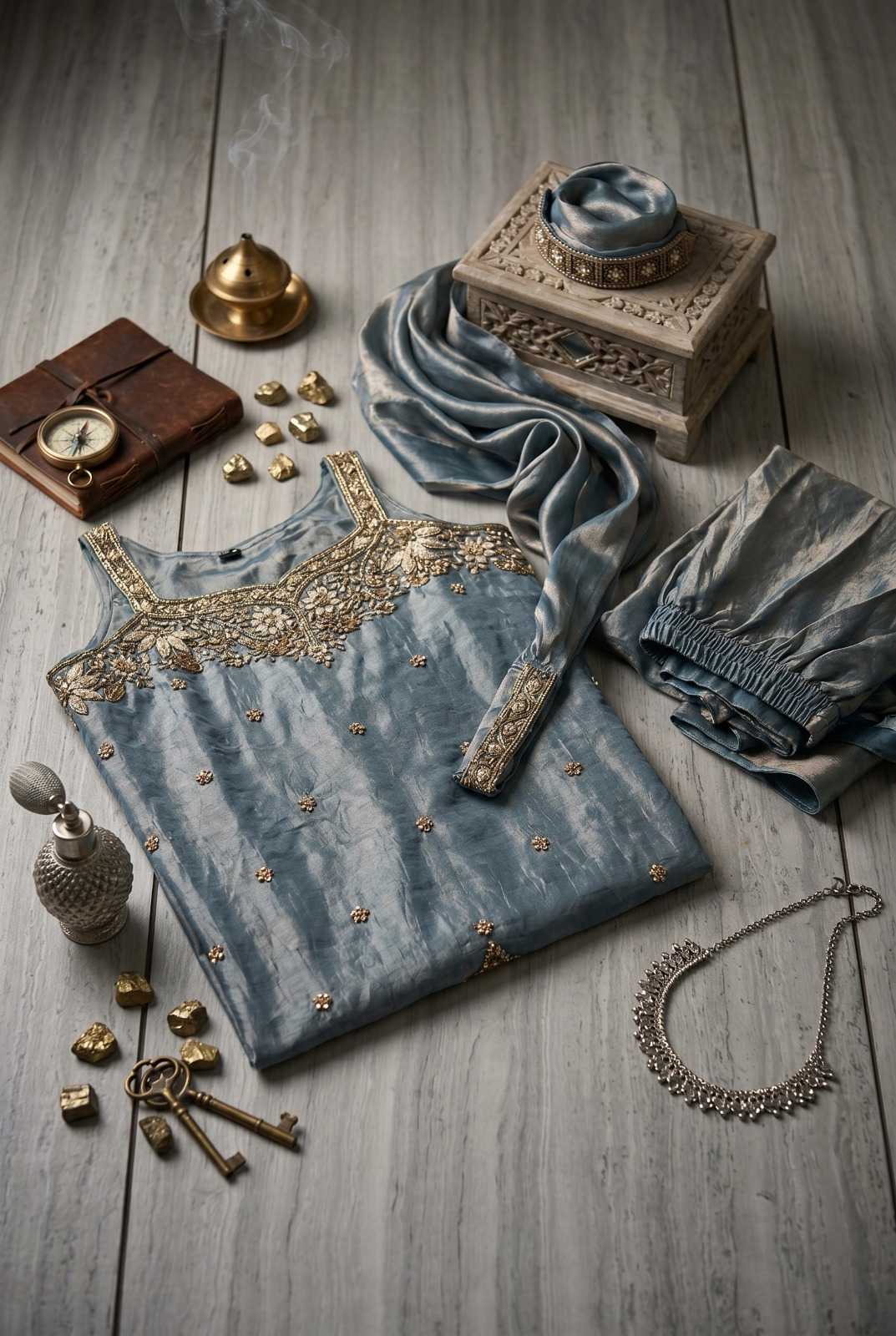 Silk Embroidery Suit