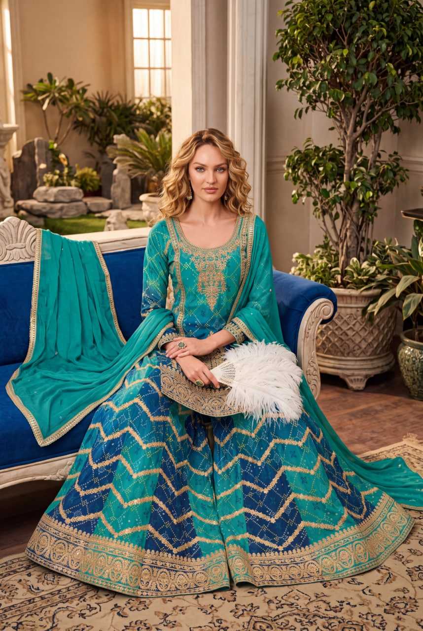 Chinon Sharara Salwar Suit