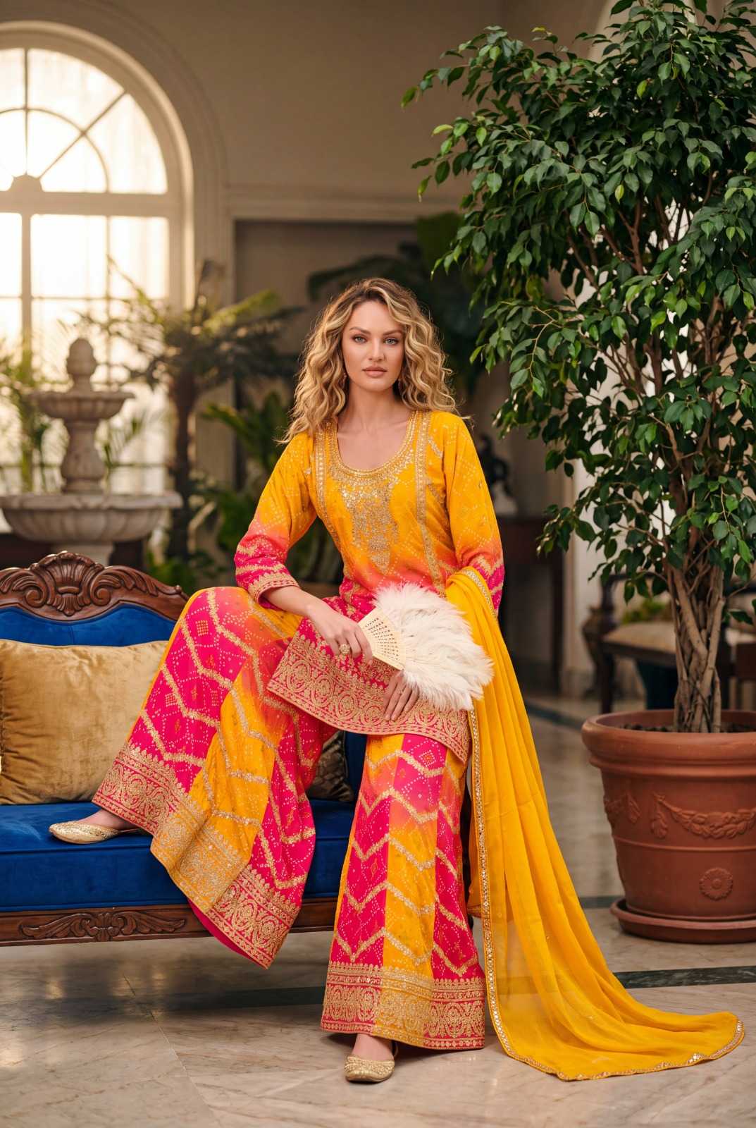 Chinon Sharara Salwar Suit